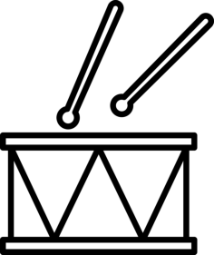 Drum With Drumsticks Svg Line Art, Free Vectors File